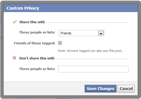 Facebook Custom Privacy